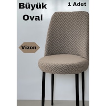 Mutfak Sandalye Kılıfı Büyük Oval Jakar Yıkanabilir Streç Lastikli Sandalye Örtüsü 1 Adet Vizon - 814325519 Vizon