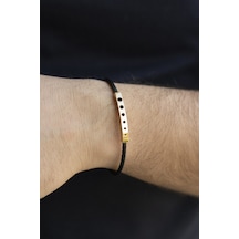 Örme Çelik Kelepçe Ve 14 Ayar Altın Erkek Bilekliği N11.7068 Sarı Altın