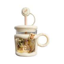 Rodrigo Berlin Ins Yaratıcı Su Bardağı Çay Filtresi Kızlar Basit Pipetli Bardak Mlk8v2 Beyaz