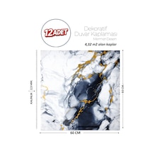 60x60 Cm Kendinden Yapışkanlı Duvar,banyo,tezgah Arası Mavi-siyah Mermer-12 Adet 1123-60-12