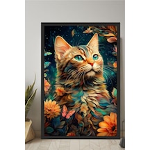 Kedi Tasarımlı Çerçeve Görünümlü Mdf Tablo Çok Renkli - 713604731 Çok Renkli