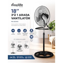 Breeze Mx-bs180 18 İnç 3 Ü 1 Arada Sanayi Tipi 65w 3 Kademeli Ayaklı Vantilatör