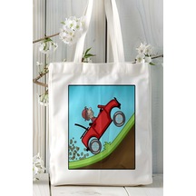 Art Hediye Hill Climb Racing Mobil Oyun Baskılı Bez Çanta Omuz Çantası Çift Tafaflı Baskı Kişiye Özel 5 Çok Renkli