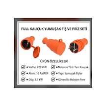 Monofaze Erkek - Dişi Fiş Tam Kauçuk- Halojen - Yumuşaktır Araç Şarjı Uyumlu 16 Amper 3.7 Kw - 934358911