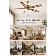 Dlc Karayel 132cm Bakır Motor 3 Lambalı Tavan Vantilatörü Ahşap
