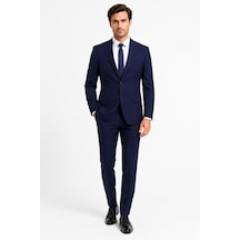 Uki Lacivert Comfort Fit , Mono Yaka , 6 Drop , Kapaklı Cep Klasik Takım Elbise