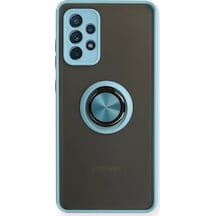 Newface Samsung Galaxy Uyumlu A72 Kılıf Montreal Yüzüklü Silikon Kapak - Buz Mavi Diğer