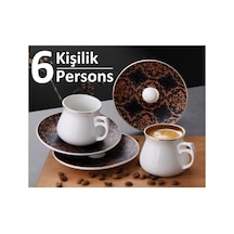 6 Kişilik Porselen Altın Yaldızlı Türk Kahvesi Kahve Fincanı Takımı Kahverengi