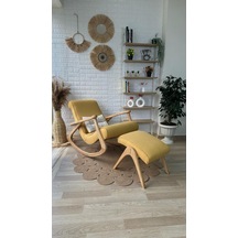 Asedia Ekol Dişbudak Naturel Sarı Sallanan Sandalye Berjer