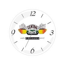 Central Perk Friends Sessiz Akar Bombeli Gerçek Cam Duvar Saati Siyah