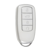 Autohan Keys Chery Tiggo 8 Pro, Omoda 5, Tiggo 7 Avantgarde Nano Anahtar Kılıfı, Beyaz-gümüş