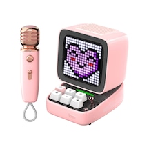 Divoom Ditoo-Mic Pembe Karaoke Mikrofonlu Piksel LED Ekranlı Uygulama Kontrollü Akıllı Bluetooth Hoparlör