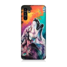 Samsung Galaxy A13 Uyumlu Soyut Arka Planda Uluma Desenli Silikon Kılıf Çok Renkli