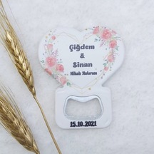 Çiçek Baskılı Kalp Balon Açacak Magnet 7,5x8,5 Cm Uv Nik 30 Adet