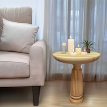 Wood Wooden Ahşap Tekli Fitilli Mantar Yan Sehpa Modern Fiskos / Çiçeklik / Zigon Sehpa Ahşap