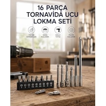 16 Parça Bits Adaptör Ve Tornavida Ucu Seti