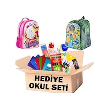 HEDİYELİK İLK OKUL SETİ KURU SULU PASTEL BOYA KURŞUN KALEM ÇANTA