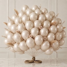 Fil Dişi Renk Lateks Metalik Balon 30 Cm - 50 Adet Açık Sarı