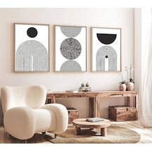 Huhuli Ahşap Çerçeveli Minimalist 3 Lü Tablo Huhu163