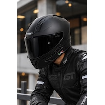 Sway 868 Renkli Vizör & Spoiler Kanat & Güneş Vizör Kask Siyah