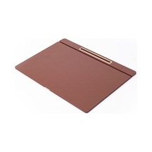 Turgut Office Deri Kapaklı Masa Sümeni Taba Gold Detaylı 50 x 35 CM