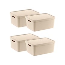 4'lü Set Stafi Çok Amaçlı Kapaklı Kutu Latte 4,5 Lt - Latte, Çok Amaçlı Kapaklı Kutu, Ev-ofis-d