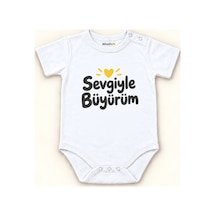 Babylimon Sevgiyle Büyürüm Beyaz Kısa Kollu Çıtçıtlı Bebek Zıbını Beyaz - Sevgiyle Büyürüm - 928161960 Beyaz - Sevgiyle Büyürüm