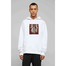 Lamb Of God Bordo Wrath Baskılı Beyaz Erkek Örme Kapşonlu Sweat