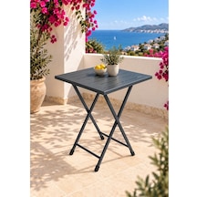 Katlanır Metal Balkon Bahçe Bistro Masa 50x50 Cm Kare Masa 75 Cm Füme 1649