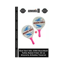 Özel Seri Kzl-3394 Beachball Tahta Raket Fılelı 24 Lü Alışveriş Arkadaş Tasarım Çok Renkli