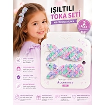 2 Li Simli Fiyonk Pens Toka Seti Kız Çocuk Saç Tokası Farklı Renk Seçenekli F