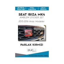 Seat Ibiza İle Uyumlu Mk4 2013 2016 Amblem Kaplama Sticker Set, Parlak Siyah, Amb028-03 Abanoz