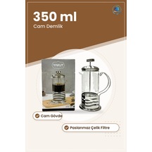 French Press 350 Ml Cam Kahve Demliği Paslanmaz Çelik Filtreli Mu Çok Renkli
