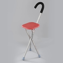 Xuweiwei Kırmızı Kare Katlanır Hafif Yaşlılar İçin Yürüme Bastonu Oturaklı Kamp Taburesi