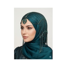 Taşlı Sallantılı Alınlıklı Saç Aksesuarı Gelin,kına,nişan,söz,after,bride,party Yeşil - 871609800 Yeşil