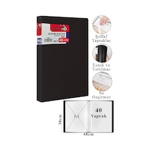 Sunum Dosyası 40 Lı 1 Paket Poşet Dosyalı Katalog Dosyası 40 Poşetli Kendinden Dosya Plastik Kapaklı Siyah