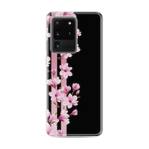 Samsung Samsung Galaxy Uyumlu S20 Ultra Kılıf Desenli Silikon Boyun Askılı Pink Flowers 3 1393