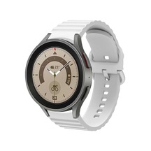 Samsung Watch 4/5 İle Uyumlu 40mm 42mm 44mm 46mm Çizgi Dizayn 20mm Sport Silikon Kordon, Beyaz Açık Kahverengi