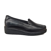 Napa Shoes Kadın Hakiki Deri Sıkıştırılmış Köpük Taban Rahat Ultra Hafif Günlük Dolgu Topuk Ayakkabı Napa-2000 Siyah