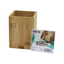Küçük Kare 9x9cm Ahşap Bambu Kaşıklık Organizer 5468 Çok Renkli