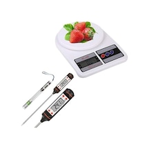 Dijital Mutfak Terazisi 10 Kg 1 Gr Hassasiyet + Dijital Gıda Termometresi Seti -50 C +300 C Mutfak, Pastacılık, Et, Tatlı Ve Pişirme Ölçüm Seti Açık Bej