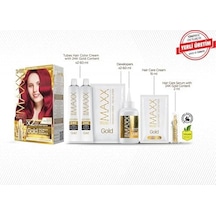 Maxx Deluxe Serisi 24k Altın Parçacıklı Serum İle 1 Kutu 2 X 50 Ml Ve Geliştiriciler Saç Boyası Çilek Kırmızısı 5.65