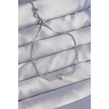 Ezoconcept Pirinç Gümüş Renk Zirkon Taşlı Charm Model Asansörlü Bileklik 001