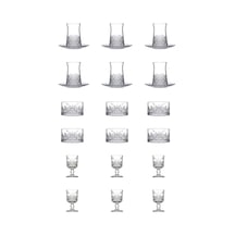 Timeless Heybeli Model 24 Parça Set Çay Bardağı Çay Tabağı Çerezlik Ayaklı Su/likör Bardağı Şeffaf