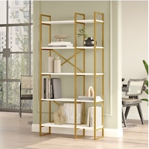 Atlantis 175cm Gold Metal Kitaplık 5 Raflı 2 Bölme 175cm Beyaz Atl4-w Beyaz