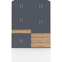Kronos Gardrop 5 Raflı 4 Çekmeceli 2 Askılı 176x59x221 Antrasit-antrasit/çam Antrasit/çam