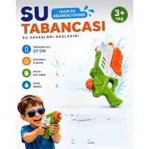 27 Cm Pompalı Büyük Su Tabancası - 600 Ml Su Kapasiteli Geniş Hazneli Yaz Oyuncağı Su Yeşil