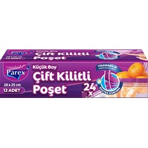 Çift Kilitli Buzdolabı Poşeti 12'li Küçük Boy 20 X 25 Cm 24'lü Paket