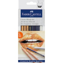 Faber-Castell Klasik Sketch Seti 6 Parça, Goldfaber 2B Kalem, Pitt Monochrome, Pitt Pastel, Karıştırma Kalemi