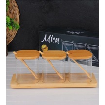 Mien Jml0007 Kare Cam Baharatlık 3 Lü Şeffaf